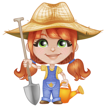 Cute Little Kid with Farm Hat Cartoon Vector Character AKA Mary